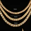 New Trendy Cool M 4Mm Hip Hop Tennis Chain Necklace Gold Plated Alloy Cuban Link Chains Rhinestones Necklacese Men Jewelry Drop Delivery 202