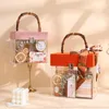 Confezione regalo Scatole quadrate di lusso in acrilico trasparente con manico in rattan Scatola da trasporto per caramelle, gioielli, bomboniere, borsette per ragazze