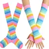 Überkniestrümpfe Regenbogen Bunte Streifen Socken Baumwolle Enge Hohe Strümpfe Harajuku Hiphop Streifen Halloween Cosplay Sexy Frauen Mädchen