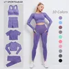 Sport Bra Leggings Tight Short Long Sleeve Crop Top Kvinna Seamless Fitness Suit Outfit Gym Kläder Kvinnor Sportkläder Yoga Set 220330