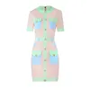 Arbetsklänningar DesignerWomen Dresses Slim A-Line Design Sexig Casual Dress Woman Summer Kort ärmlös Party Beach Dress Clothing Apparel-63 J1D1