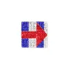 10 Pcs/Lot Fashion Design American Square Flag With Arrows Brooch Crystal Rhinestone 4th of July USA Patriotic Pins For Gift/Decoration