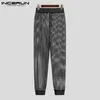 Herenbroeken gaas transparant transparante streetwear baggy sexy pantalon ademende vakantie casual broek s 5xl Incerun 220827