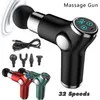 Mini LCD Electric Massage Gun Deep Tissue Percussion Muscle For Body Neck Relaxation Massager för Fitness 220530