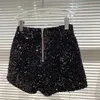 Hela kroppens paljetter Shorts Women Autumn Shiny Zipper Nightclub Short Femme Slim Fit Sliver Black 220630