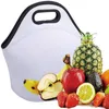 Sublimation Lunch Bags Black White Reusable Neoprene Tote Bag Handbag Insulated Soft DIY School Home Bag