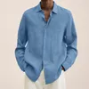 Men's Casual Shirts Cotton Linen Stylish Men Shirt Tops Autumn Chemise Streetwear Blouse Washable For SchoolMen's