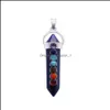 Pendant Necklaces Crystal Chakra Hexagon Prism Cone Natural Stone Fashion Necklace Drop Delivery Jewelry Pendants Dh5Gw