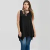 Camiseta de talla grande para mujer 5XL, camisetas sin mangas informales de verano, camisetas sueltas para mujer, camiseta negra sin mangas irregulares con cuello en V, chaleco sencillo para mujer, ropa para mujer