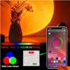 Luzes noturnas Smart Bluetooth Light Rainbow Sunset Projector Lamp for Home Coffe Shop Background Wall Decoration Table Dro Dhwyj