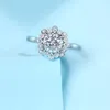 100% Real Round Cut 1 CT Diamond Moissanite Rings D Color Fine Jewelry Girlfriend Wedding Women Gift