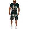 3D Templiers Imprimé Hommes T-shirts Shorts Ensembles D'été Jogging Sportswear Survêtement O Cou À Manches Courtes Hommes Vêtements Costume 220708