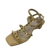 Sandali Designer di marca Donna Donna Scarpe estive Rivet Design Lady Fibbia in vera pelle Tacco grosso 41Sandali