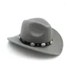 Bérets Rétro Laine D'hiver Western Cowboy Chapeau Pour Enfants Enfants Large Bord Cowgirl Jazz Cap Avec Cuir Toca Sombrero Cloche 20Bérets