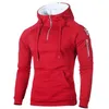 Automne Zipper Décolleté Sweats à capuche Polaire à manches longues Sweats à capuche pour hommes Autocollant Poche Hiver Warmer Running Sportswear 3XL 220325