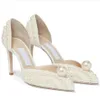 Элегантные свадебные модельные туфли Sacora, женские сандалии на плоской подошве с разноцветными бриллиантами и жемчугом, кожаные роскошные женские туфли на высоком каблуке, Walking765