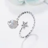 حلقات الكتلة Utimtree Fashion Moonstone Crystal قابلة للتعديل للنساء Girl Party Jewelry Accessory Silver 925 Sterling Open Finger Ringsclus