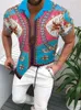 Летняя печатная гавайская мужская рубашка европейская американская мужская одежда повседневная модная кардигана короткая цветочная рубашка M3XL 220629