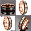 Wedding Rings Jewelry Anniversary Gift 6Mm Wide Plating Rose Gold Inlaid Acacia And Imitation Opel Dome Tungsten Steel Rings1 Drop Delivery