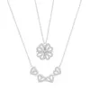 Deux vêtements trèfle à quatre feuilles 4 coeur d'amour S925 Sterling Sier glacé zircon cubique aimant pendentif collier pour fille