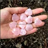 Arts And Crafts Arts Gifts Home Garden 25Mm Natural Rose Quartz Heart Shaped Crystal Energy Stone Craft Decoration Healing Gemstone Gem D