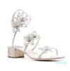 ロマンチックな白い夏のサンダルシューズ品質素材の花カオビラトップ豪華なパーティーウェディングハイヒールEU35-42