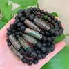 Bracelets de charme Rétro Naturel Tibétain Dzi Bracelet Fengshui Ruyi Dragon Eyes Agat Noir Pierre De Lave Strand Reiki Guérison Mâle Kent22