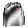 Play Shirt Spring Autumn T-shirt Striped Embroidered Love Round Neck Long Sleeve Loose Men Women T-shirt Couple Love T-shirt Cdgs Play T-shirtI282