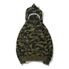 Casual mannen Zip-front Shark Hoodie Camouflage Print Batching Sweatshirt Cardigan Hoodies Hip Hop Letters Lange Mouw Pluche Mens Dames Coats Ape Hip Hop