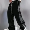 男性のズボンの固体バギーの緩い弾性スウェットパンツカジュアルなズボン大判グレーブラック220325