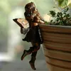 Angel Girl Hanging Cup Resin Decoration Fairy Combination Flower Basket Edge Decor for Garden Design Plants Pot Hugger Ornaments 220531