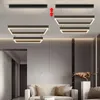 Lâmpadas quadradas modernas lustre lustre para salas de estar sala de jantar quarto de cozinha lâmpada de teto retângulo preto led de teto led