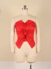 AOMEI Women Red Party Tops Elegant Crop met Big Bow Summer Sexy Bare Shoulder Backless Anti Slip Tube Blouse 3XL 220318