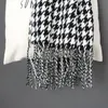 Women Winter Thick Wrap Fashion Soft Warm Lady Cashmere White And Black Long Houndstooth Scarf With Tassel3227871