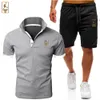 Men Brand Sets Tracksuit 100% katoenen T -shirt Men kleding mode mode streetwear massief kleurenpak mannelijke casual sportkleding 2 -delige korting