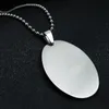 Hänge halsband tomma ovala form rostfritt stål spegel polska charm män kvinnor med pärlkedja för DIY graverad nyckelchainspendant