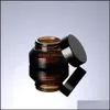 15G 30G 50G BROWN GLASS JAR POT - Letad skoderbehållare för vaxoljekräm kosmetik - reseåfyllningsbar provförpackning släppleverans
