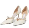 2022 Diseño lujoso Amara Sandalia Sandalia Pearl Strap zapatillas Talleres gruesos Mula Square Toe Lady Pombas de verano Fiesta de vestimenta Eu35-43.Box