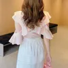 Women's Blouses & Shirts Japan Style Elegant Off Shoulder Summer Blouse Asymmetric Ruffles Patchwork Loose Ladies Tops Chic All-match Blusas