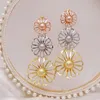 2022 Fashion 24k Gold Plated Flower Stud Jewelry Copper Statement Earrings For Party Wedding Bridal Gift