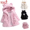 Jackets R Z Winter Baby Girls Clothes Faux Fur Fleece Coat Pageant Warm Jacket Xmas Snowsuit Baby Hooded Jacket Outerwear 220826