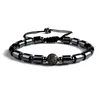 Link, Chain Natural Stone Hematite Micro-inlaid Ball Charms Bracelets Women Men Handmade Weave Adjustable Bracelet Bangles Fashion Jewelry