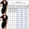 Women V-Neck Lace Dress Short Sleeve Bodycon Summer Business Office Ol Party Club Sundress 220506