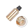 Bouteille vide en verre ambré doré, épaule ronde, grande tête, couvercle à vis noir avec bouchon, récipient d'emballage rechargeable cosmétique portable 5ml 10ml 15ml 20ml 30ml 50ml 100ml