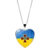 Collares colgantes de la bandera de la bandera de la bandera de la bandera de la bandera de ukraine collar ucraniano símbolo nacional de vidrio cabujón cadena de clavícula joya de regalo