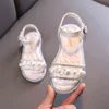 Baby Summer Sandals for Girls Dress Beach Shoes Child Elegant Baby Princess Shoe Toddler Fashion Rhinestone Beading 2021 1-6 G220523