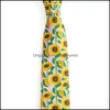 Bow Ties Fashion Accessories Sunflower Men 8cm Slips Slim-Fit Polyester Business Wedding Novelty Casual Gift Drop Delivery 2021 Segiu