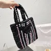 Borse a tracolla da donna estive Borse da viaggio Moda Borsa da spiaggia in maglia a 3 colori Borsa vintage di design con perline di alta qualità