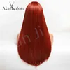 perruque de style femme respirant pleine tête ensemble rouge orange cheveux longs raides 220527