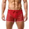 Menina de banho masculina Fishnet Shorts transparentes Seobean Men Sexy Gay Swimming Trunks Beach Transe-through Mesh Swimsuit Boxer Briefs Rouphermen's